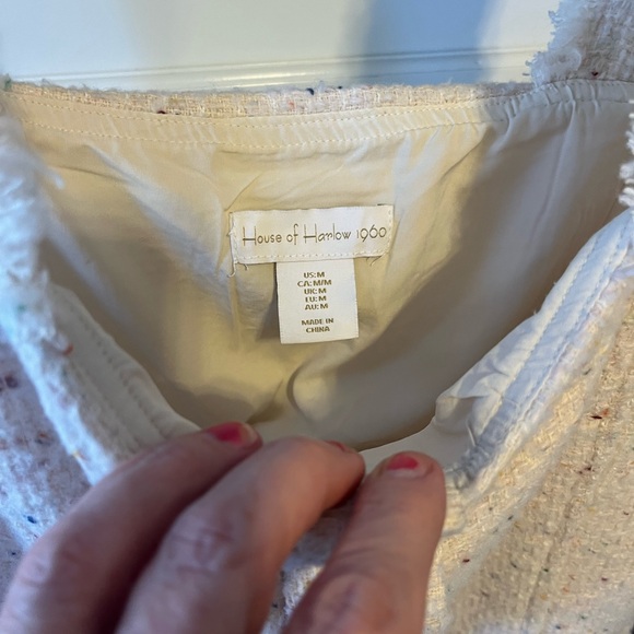 House of Harlow 1960 Ivory Tweed Sleeveless Mini Dress | Size M - Picture 7 of 8